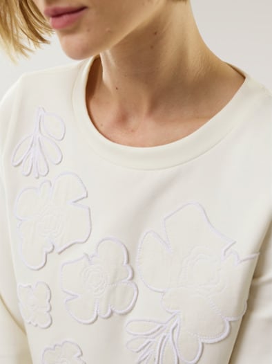 Blumenapplication Sweatshirt Offwhite