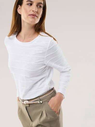 Baumwollshirt Streifenstruktur LA Weiß