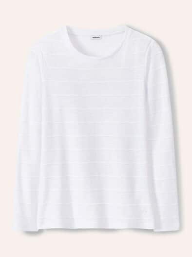 Baumwollshirt Streifenstruktur LA Weiß