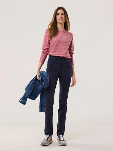 Baumwollshirt Streifenstruktur LA Rosenholz