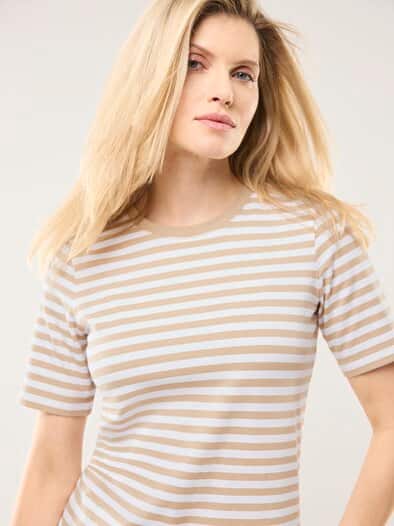 Baumwoll Ringelshirt Sand