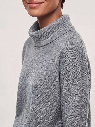 Cashmere Pullover mit Rollkragen Grau Melange