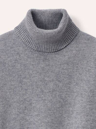 Cashmere Pullover mit Rollkragen Grau Melange