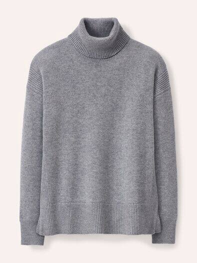 Cashmere Pullover mit Rollkragen Grau Melange
