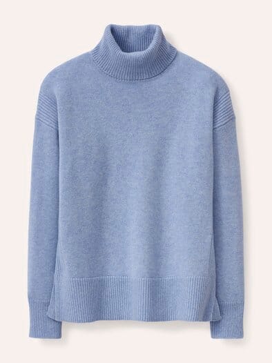 Cashmere Pullover mit Rollkragen Skyblue Melange