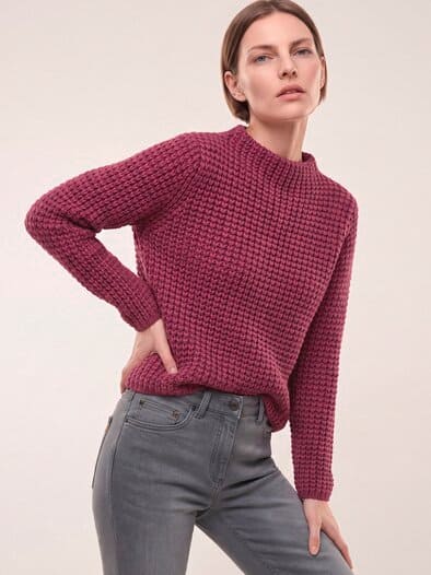 Pullover in Grobstrickoptik Hellmerlot