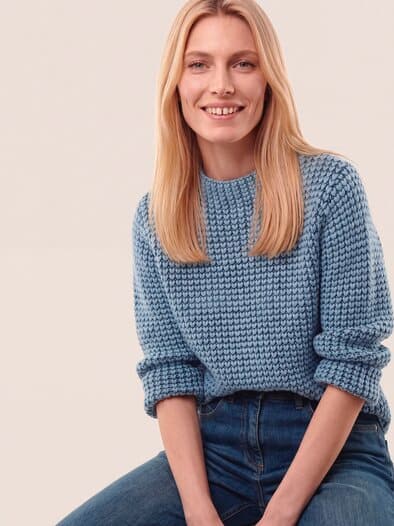 Pullover in Grobstrickoptik Smokey Blue