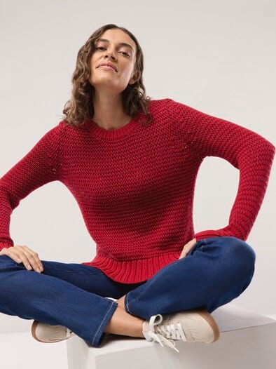 Pullover mit dezentem Streifen Signalrot