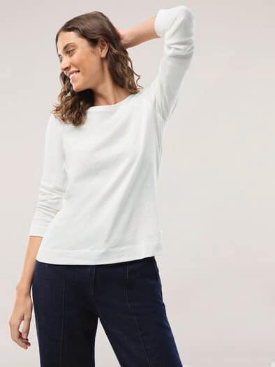 Baumwollshirt aus Flammengarn Offwhite