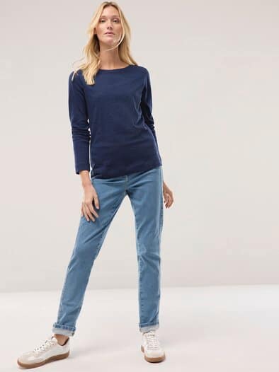 Baumwollshirt aus Flammengarn Marine