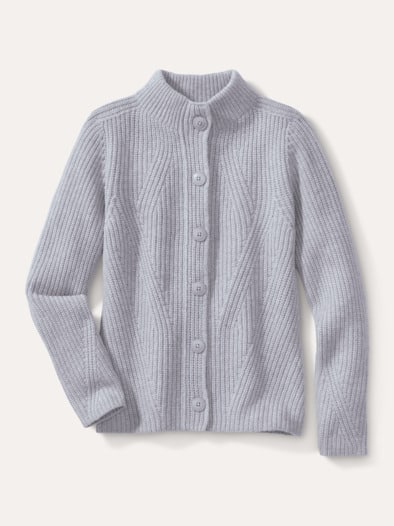 Cashmino Strickjacke Nahtlos Silbergrau Mel.