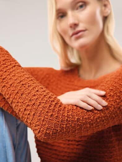 Strukturpullover mit Noppen-Effekt Dunkelorange