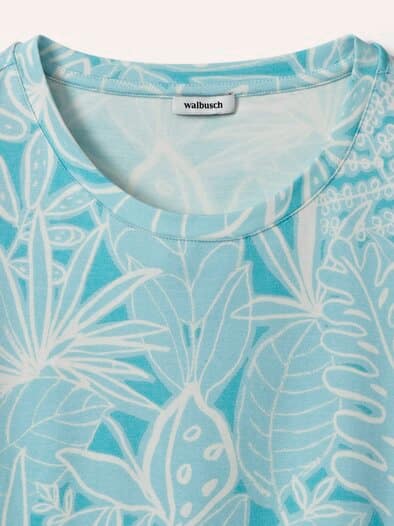 Blousonshirt Tropenwald Wasserblau