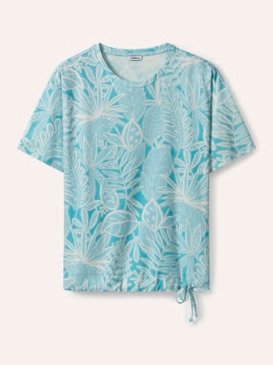 Blousonshirt Tropenwald Wasserblau