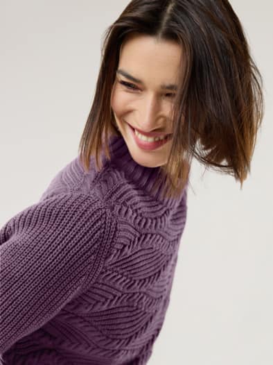 Baumwoll-Pullover Wellenzopf Mauve