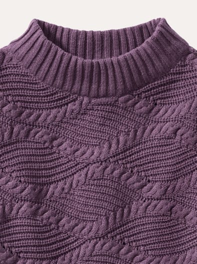 Baumwoll-Pullover Wellenzopf Mauve