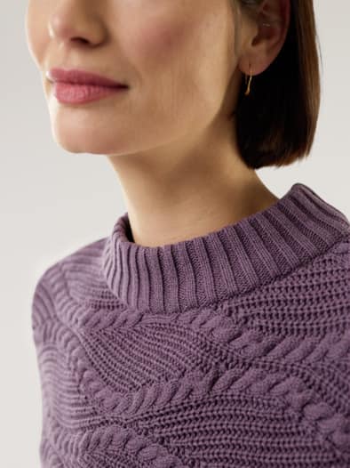 Baumwoll-Pullover Wellenzopf Mauve