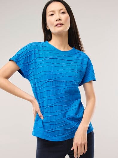 Strukturshirt Welle Königsblau