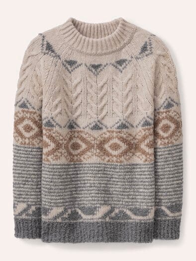 Norweger Pullover in softem Garn Multicolor Creme