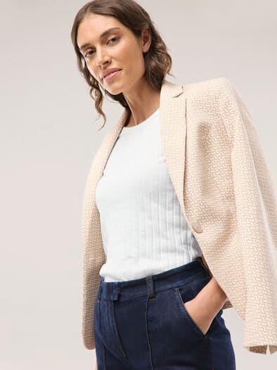 Baumwollshirt Rippenstruktur Offwhite