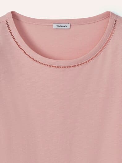 Baumwollshirt Lochstickereiband Altrosa