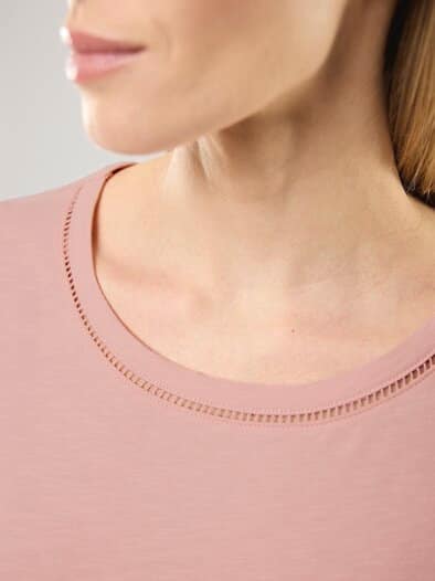 Baumwollshirt Lochstickereiband Altrosa