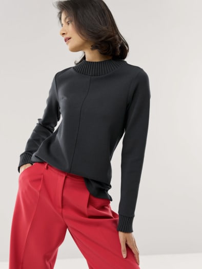 Sweatshirt mit Strick Schwarz