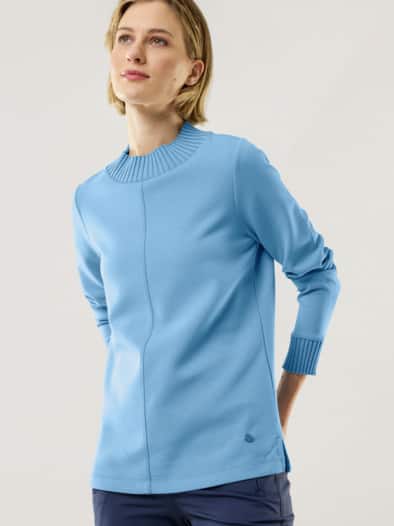 Sweatshirt mit Strick Ozeanblau
