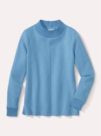 Sweatshirt mit Strick Ozeanblau