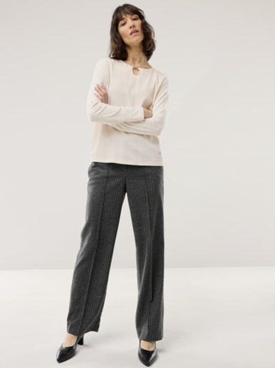Viskoseshirt Materialmix Offwhite