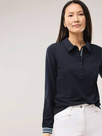 Poloshirt Kontrastdetail Nachtblau