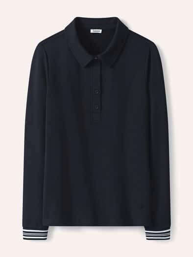 Poloshirt Kontrastdetail Nachtblau