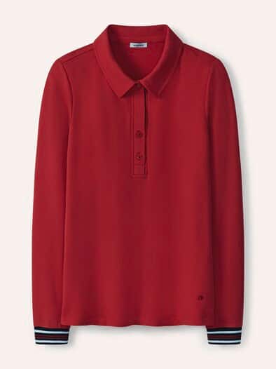 Poloshirt Kontrastdetail Signalrot