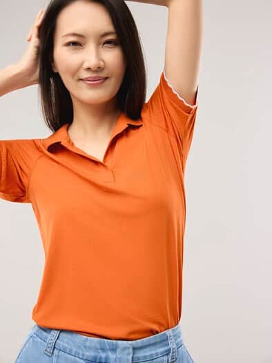 Poloshirt Wellenkante Dunkelorange