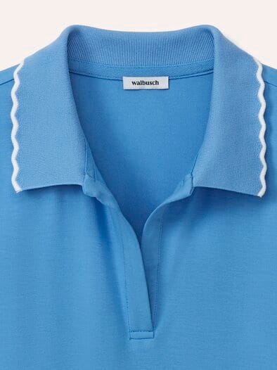 Poloshirt Wellenkante Jeansblau
