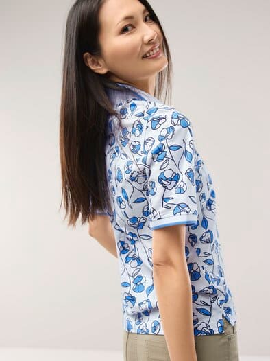 Extraglatt Polo Blume Meerblau
