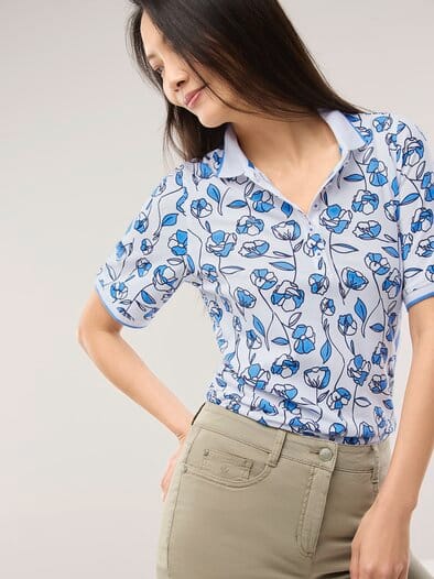 Extraglatt Polo Blume Meerblau