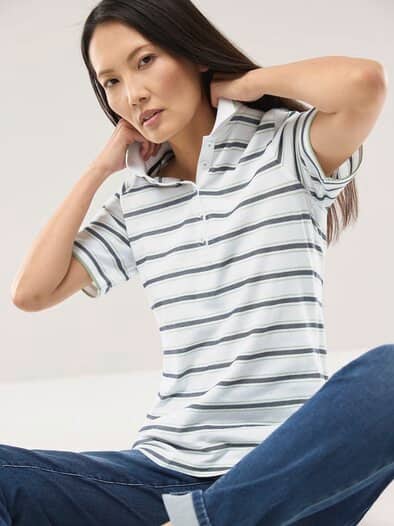 Extraglatt Polo Streifen Salbei