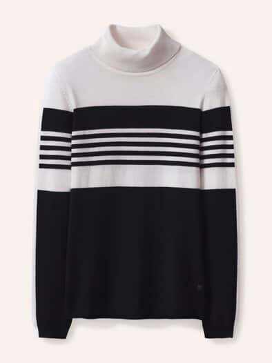 Viskose Rolli Hautschmeichler Streifen Schwarz/Offwhite