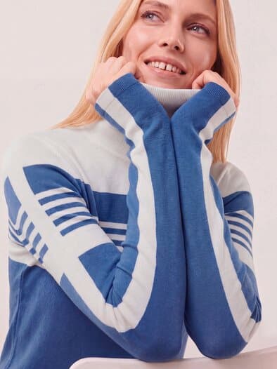 Viskose Rolli Hautschmeichler Streifen Rauchblau/Offwhite