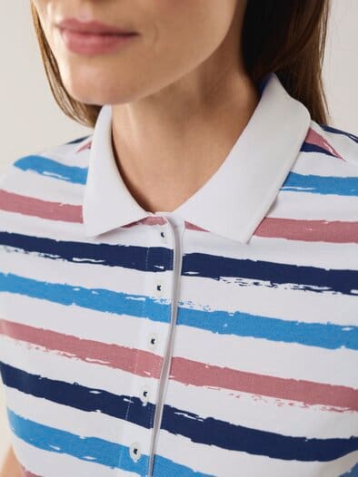 Poloshirt Frischekick Weiß gestreift