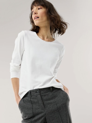 Baumwollshirt Satindetail Offwhite