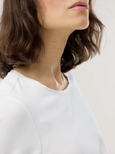 Baumwollshirt Satindetail Offwhite