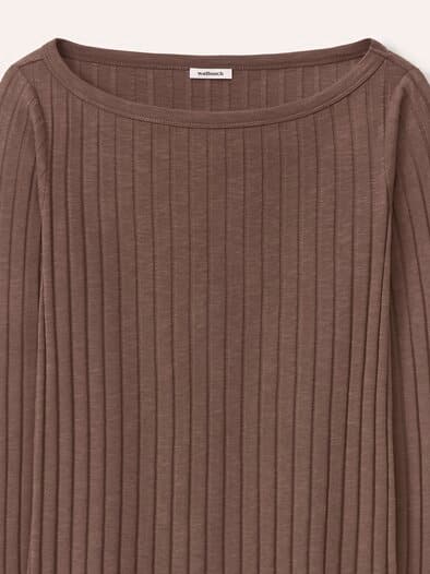 Shirt mit Rippenstruktur LA Kastanie