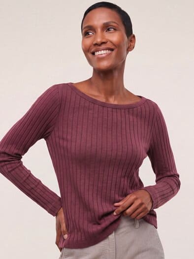 Shirt mit Rippenstruktur LA Merlot