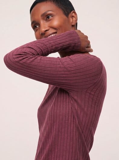 Shirt mit Rippenstruktur LA Merlot