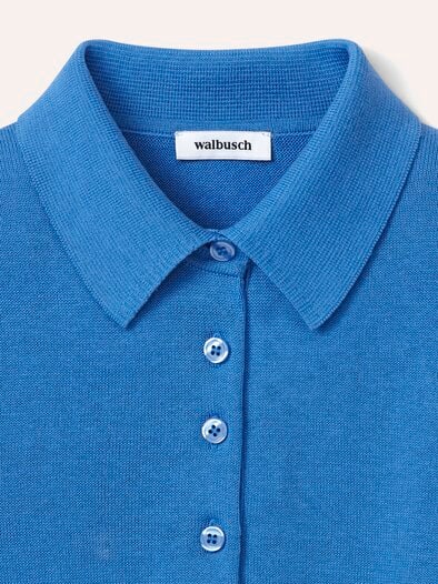 Polo-Pullover mit Seide Meerblau
