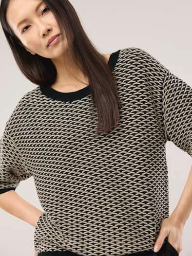 Pullover in Bicolor-Optik Schwarz/Sand