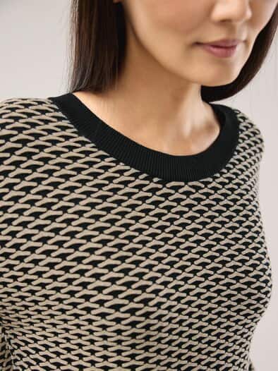 Pullover in Bicolor-Optik Schwarz/Sand