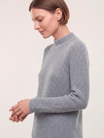 Cashmino Pullover Nahtlos Silbergrau Melange
